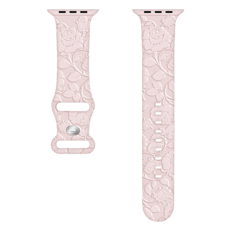 Rose Embossed Silicone Watch Band, For Apple Watch Series 7 41mm, For Apple Watch Series 7 45mm, For Apple Watch SE 40mm, For Apple Watch SE 44mm, For Apple Watch Series 6 40mm, For Apple Watch Series 6 44mm, For Apple Watch Series 5 44mm��������������...
