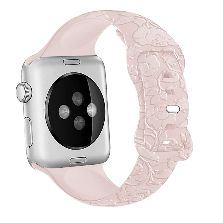 Rose Embossed Silicone Watch Band, For Apple Watch Series 7 41mm, For Apple Watch Series 7 45mm, For Apple Watch SE 40mm, For Apple Watch SE 44mm, For Apple Watch Series 6 40mm, For Apple Watch Series 6 44mm, For Apple Watch Series 5 44mm