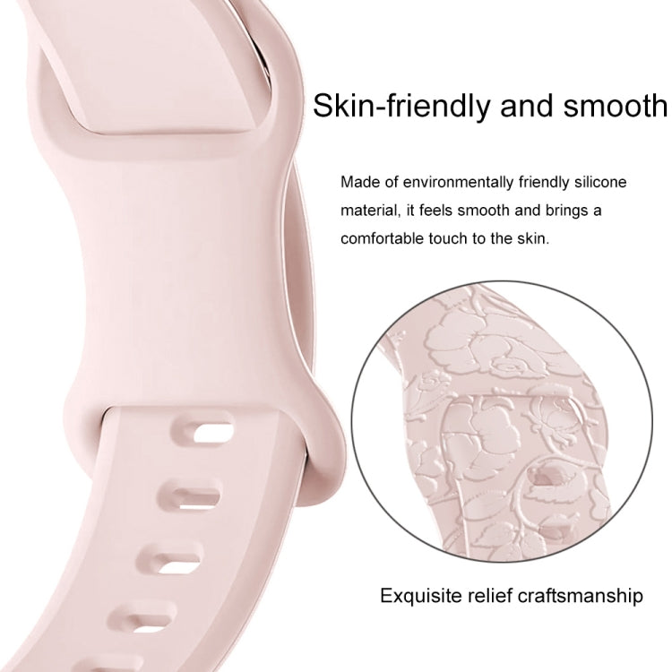 Rose Embossed Silicone Watch Band, For Apple Watch Series 7 41mm, For Apple Watch Series 7 45mm, For Apple Watch SE 40mm, For Apple Watch SE 44mm, For Apple Watch Series 6 40mm, For Apple Watch Series 6 44mm, For Apple Watch Series 5 44mm��������������...