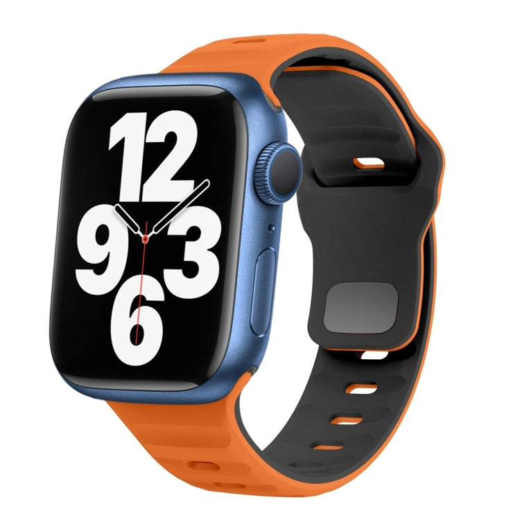 Wave Texture Reverse Buckle Silicone Watch Band, For Apple Watch Series 7 41mm, For Apple Watch Series 7 45mm