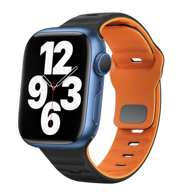 Wave Texture Reverse Buckle Silicone Watch Band, For Apple Watch Series 7 41mm, For Apple Watch Series 7 45mm