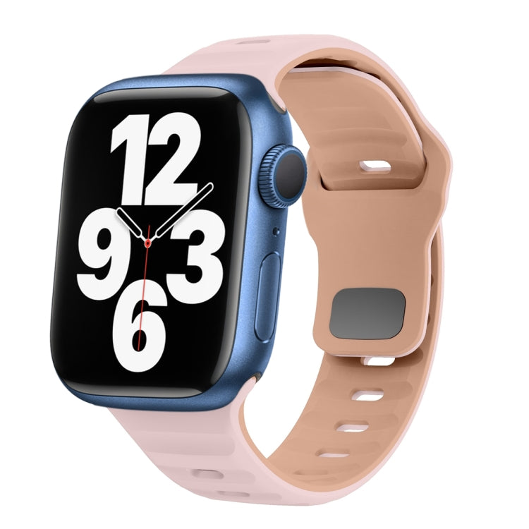 Wave Texture Reverse Buckle Silicone Watch Band, For Apple Watch Series 7 41mm, For Apple Watch Series 7 45mm