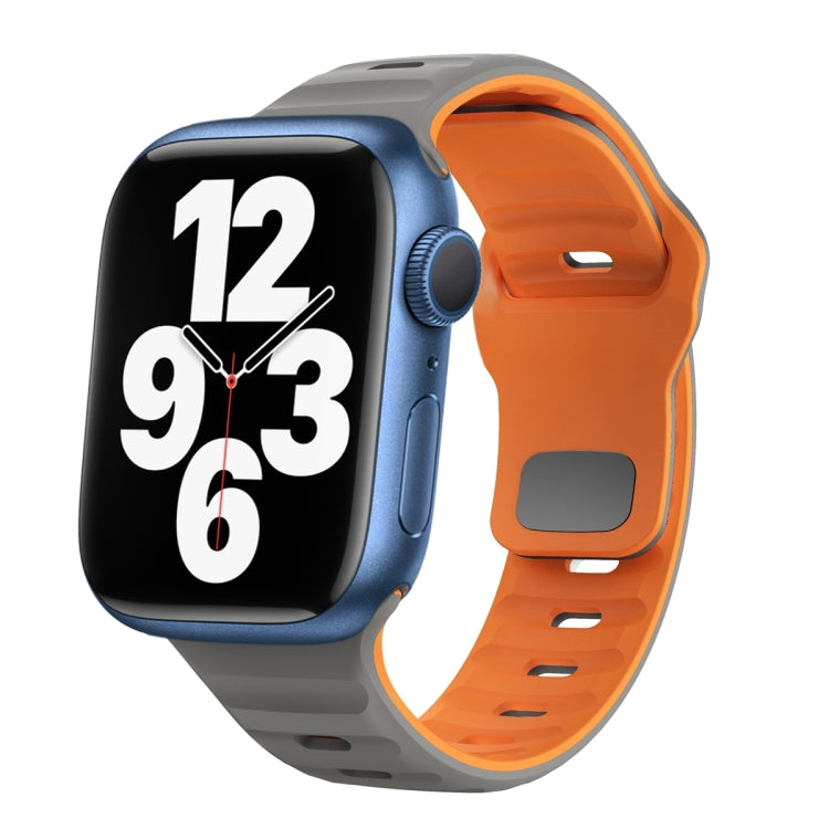 Wave Texture Reverse Buckle Silicone Watch Band, For Apple Watch Series 7 41mm, For Apple Watch Series 7 45mm