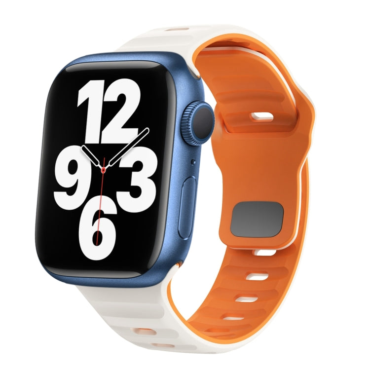 Wave Texture Reverse Buckle Silicone Watch Band, For Apple Watch Series 7 41mm, For Apple Watch Series 7 45mm