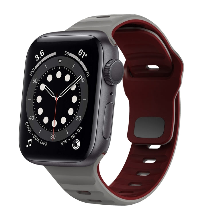 Wave Texture Reverse Buckle Silicone Watch Band, For Apple Watch Series 6 40mm, For Apple Watch Series 6 44mm