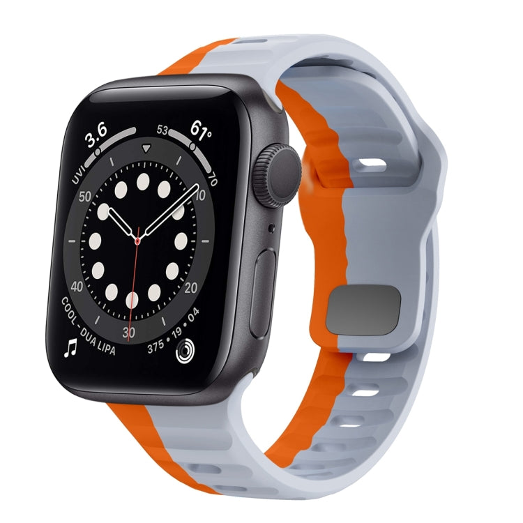 Wave Texture Reverse Buckle Silicone Watch Band, For Apple Watch Series 6 40mm, For Apple Watch Series 6 44mm