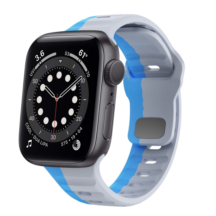 Wave Texture Reverse Buckle Silicone Watch Band, For Apple Watch Series 6 40mm, For Apple Watch Series 6 44mm