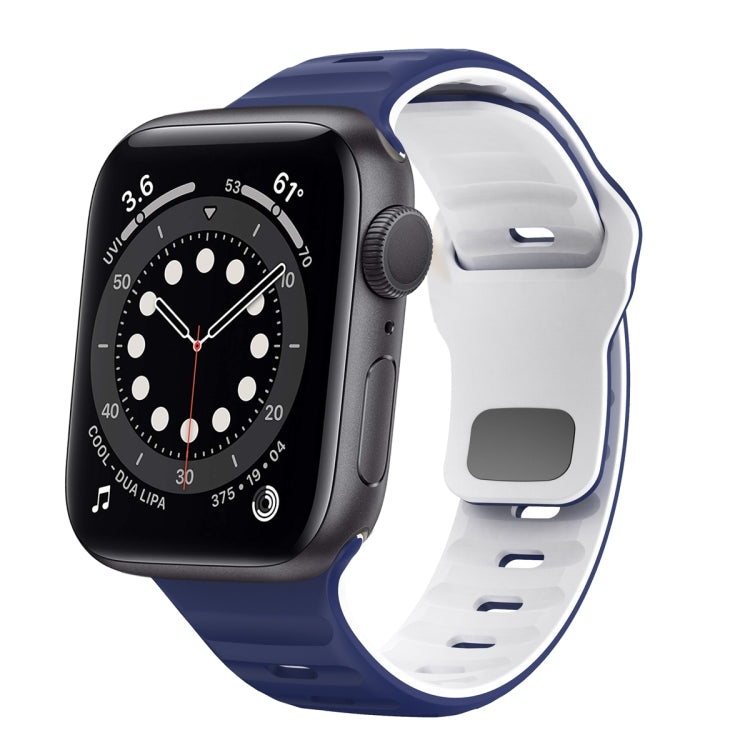 Wave Texture Reverse Buckle Silicone Watch Band, For Apple Watch Series 6 40mm, For Apple Watch Series 6 44mm