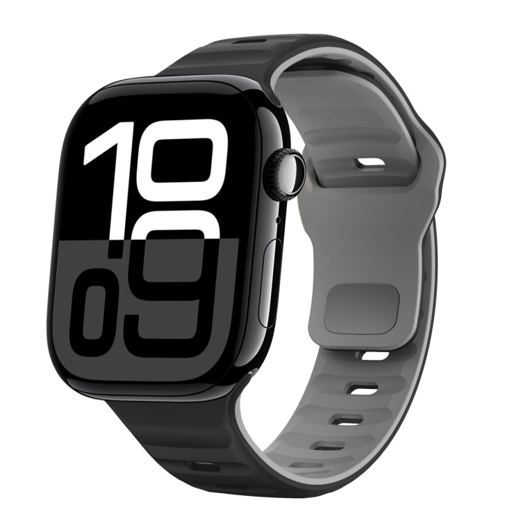 Wave Texture Reverse Buckle Silicone Watch Band, For Apple Watch Series 10 46mm, For Apple Watch Series 10 42mm