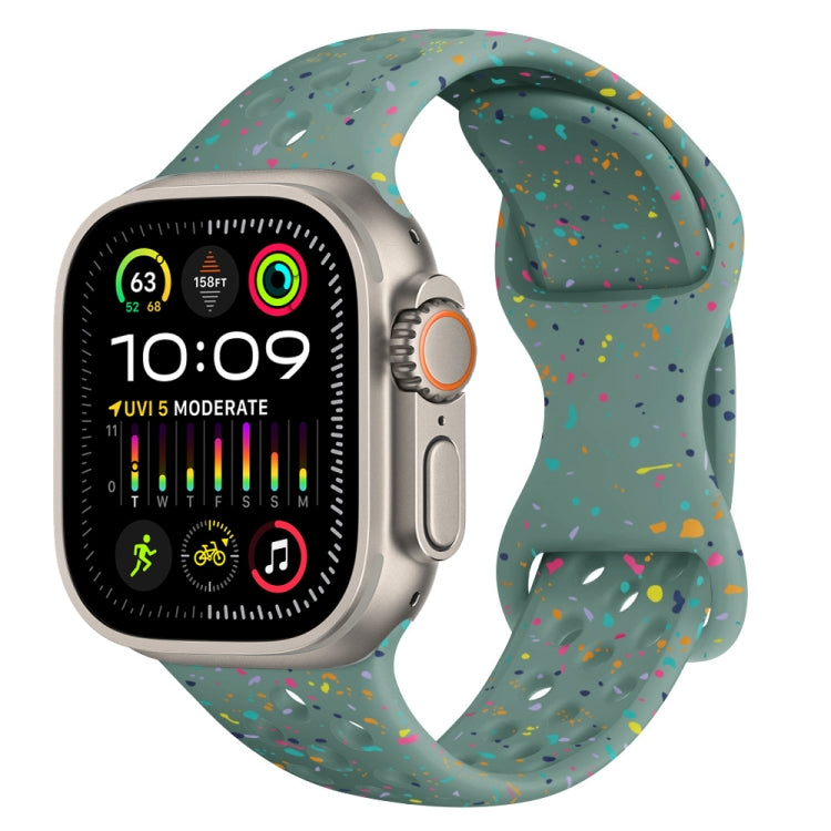 Hole Style Butterfly Buckle Camouflage Silicone Watch Band, For Apple Watch Ultra 2 49mm, For Apple Watch Series 9 45mm