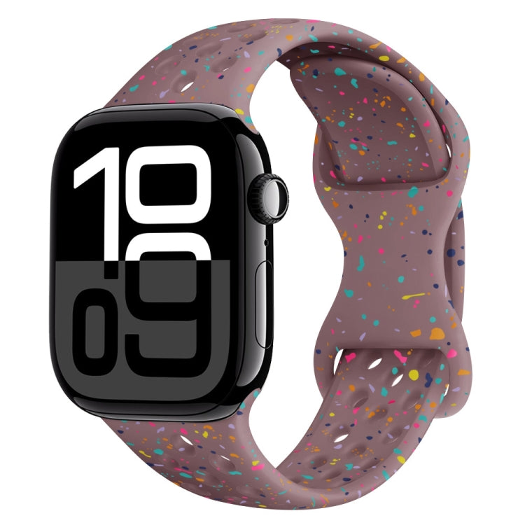 Hole Style Butterfly Buckle Camouflage Silicone Watch Band, For Apple Watch Series 10 46mm, For Apple Watch Series 10 42mm