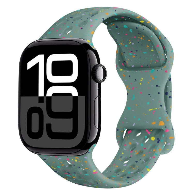 Hole Style Butterfly Buckle Camouflage Silicone Watch Band, For Apple Watch Series 10 46mm, For Apple Watch Series 10 42mm