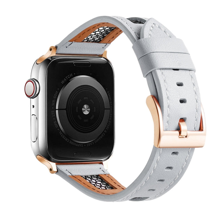 Mesh Calfskin Genuine Leather Watch Band, For Apple Watch SE 2023 44mm, For Apple Watch SE 2023 40mm, For Apple Watch Ultra 2 49mm