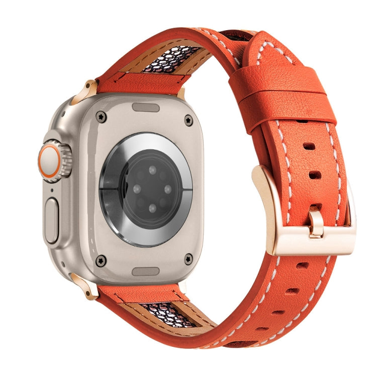 Mesh Calfskin Genuine Leather Watch Band, For Apple Watch SE 2023 44mm, For Apple Watch SE 2023 40mm, For Apple Watch Ultra 2 49mm