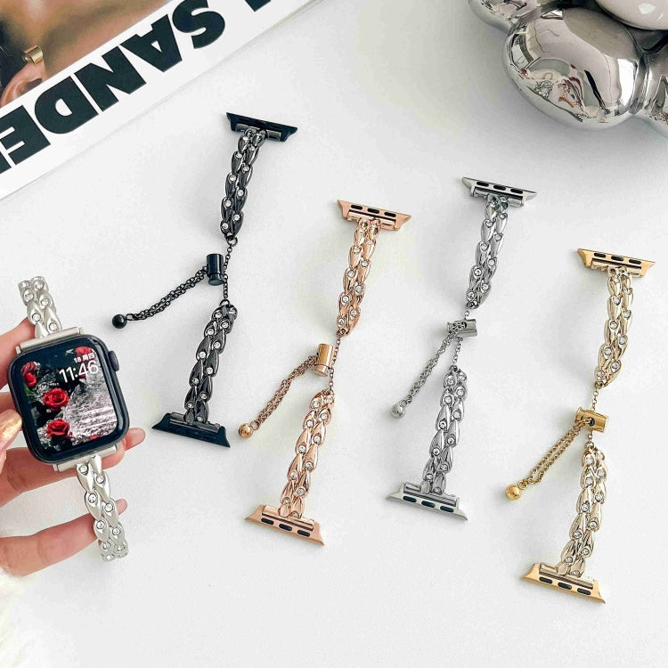 Rhinestone Peacock Metal Bracelet Watch Band, For Apple Watch Series 4 44mm, For Apple Watch Series 4 40mm, For Apple Watch Series 3 38mm, For Apple Watch Series 3 42mm, For Apple Watch Series 2 42mm, For Apple Watch Series 2 38mm