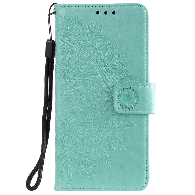 Totem Flower Embossed Leather Phone Case with Lanyard
