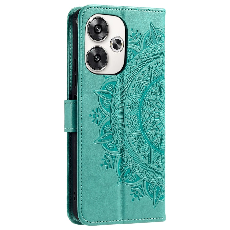 Totem Flower Embossed Leather Phone Case with Lanyard