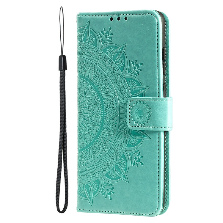 Totem Flower Embossed Leather Phone Case with Lanyard