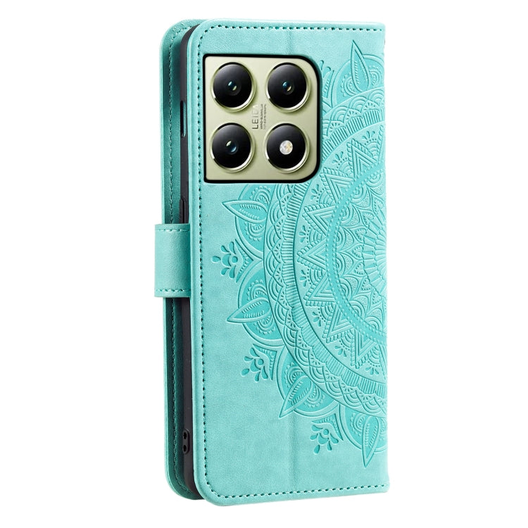 Totem Flower Embossed Leather Phone Case with Lanyard