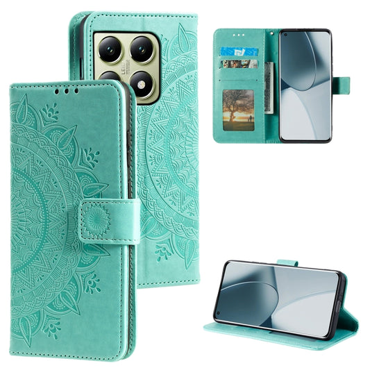 Totem Flower Embossed Leather Phone Case with Lanyard