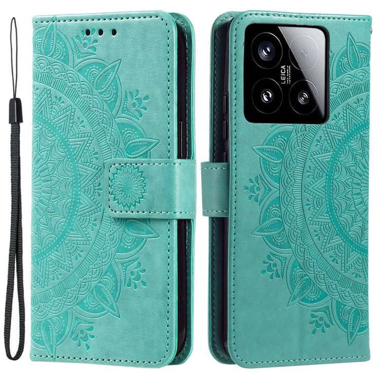 Totem Flower Embossed Leather Phone Case with Lanyard, For Xiaomi 15, For Xiaomi 14T Pro, For Xiaomi 14T