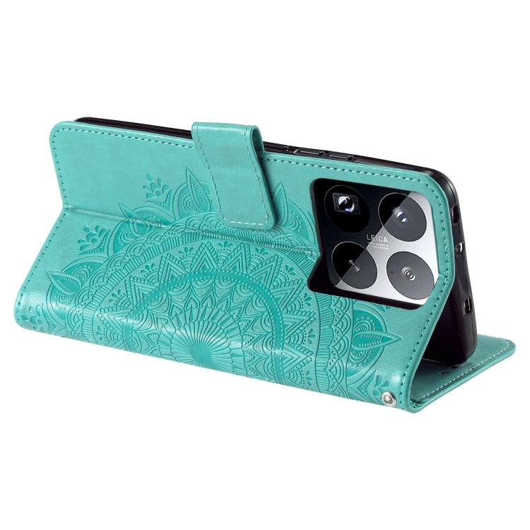 Totem Flower Embossed Leather Phone Case with Lanyard, For Xiaomi 15 Pro, For Xiaomi 15, For Xiaomi 14T Pro