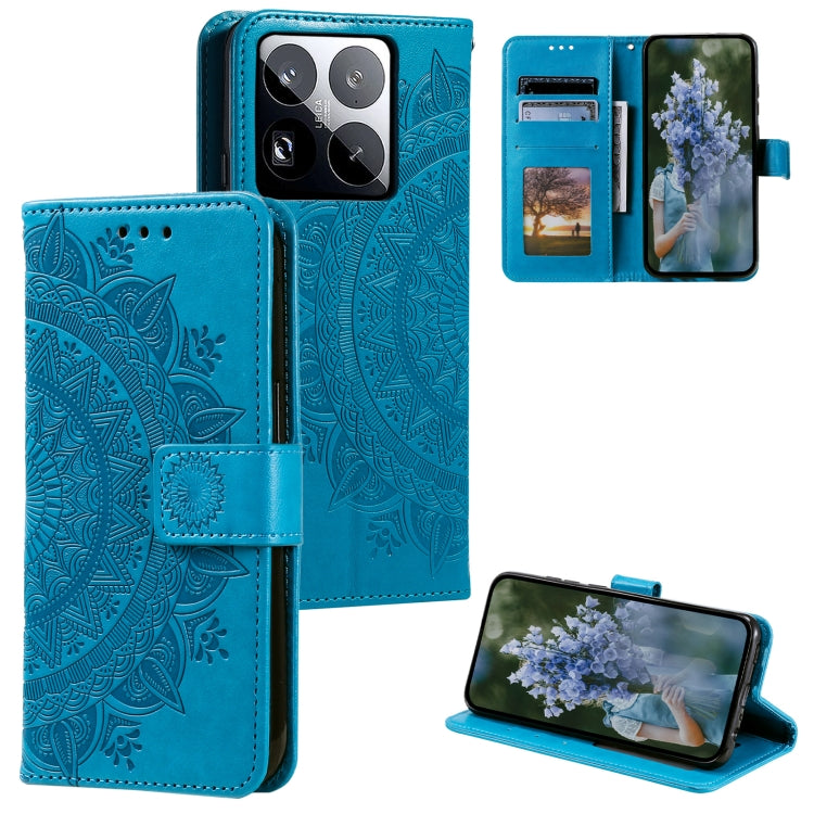Totem Flower Embossed Leather Phone Case with Lanyard