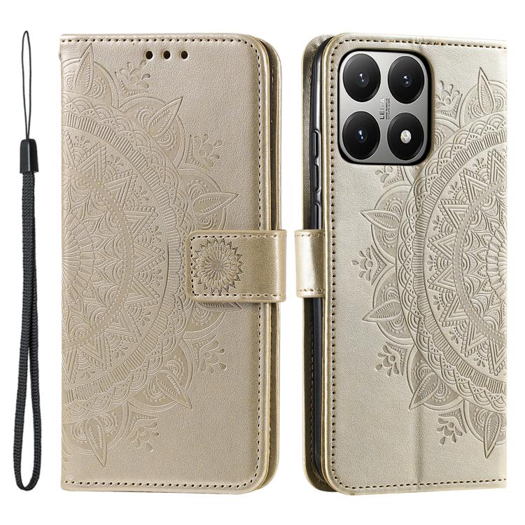 Totem Flower Embossed Leather Phone Case with Lanyard, For Xiaomi 15T Pro, For Xiaomi 15T, For Xiaomi 15 Pro