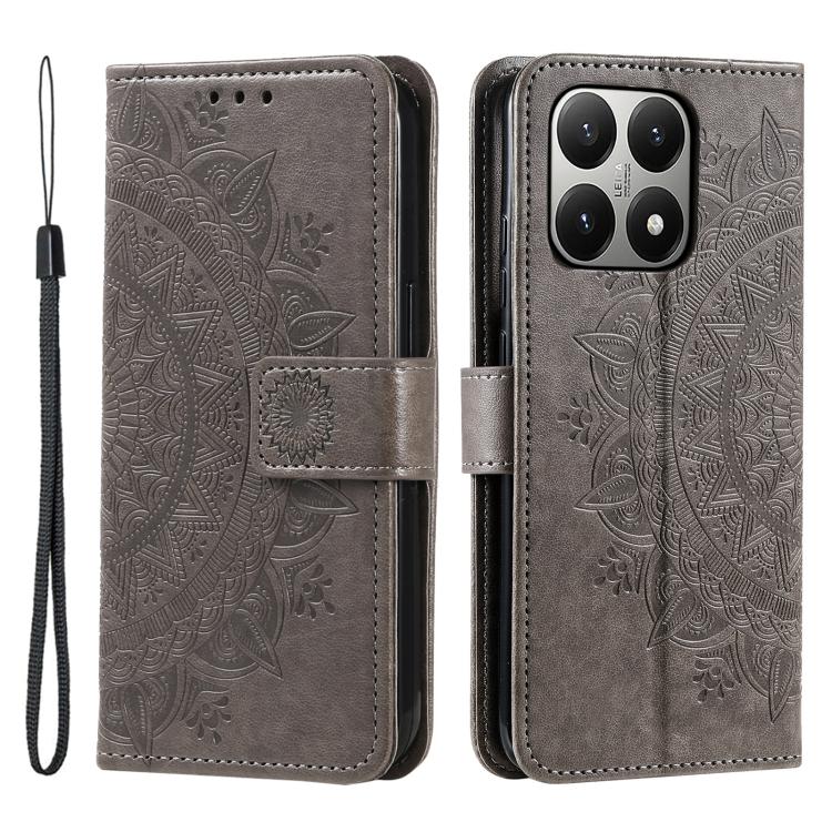 Totem Flower Embossed Leather Phone Case with Lanyard, For Xiaomi 15T Pro, For Xiaomi 15T, For Xiaomi 15 Pro