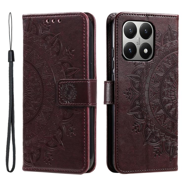 Totem Flower Embossed Leather Phone Case with Lanyard, For Xiaomi 15T Pro, For Xiaomi 15T, For Xiaomi 15 Pro