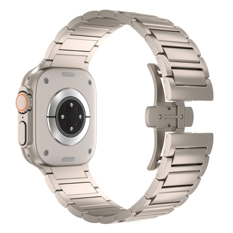 I-shaped Butterfly Buckle Titanium Alloy Watch Band, For Apple Watch Series 7 45mm, For Apple Watch SE 44mm, For Apple Watch Series 6 44mm, For Apple Watch Series 5 44mm, For Apple Watch Series 4 44mm, For Apple Watch Series 3 42mm