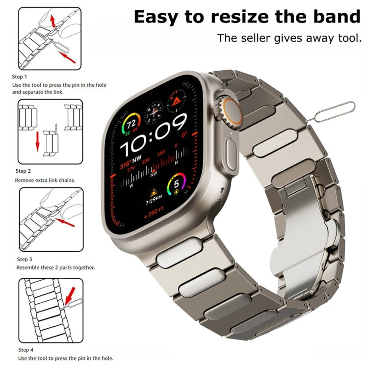 Oval Butterfly Buckle Titanium Alloy Watch Band, For Apple Watch Series 6 44mm, For Apple Watch Series 5 44mm, For Apple Watch Series 4 44mm, For Apple Watch Series 3 42mm