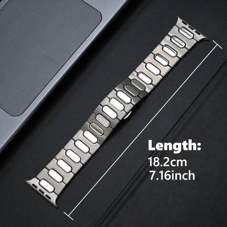 Oval Butterfly Buckle Titanium Alloy Watch Band, For Apple Watch Series 6 44mm, For Apple Watch Series 5 44mm, For Apple Watch Series 4 44mm, For Apple Watch Series 3 42mm