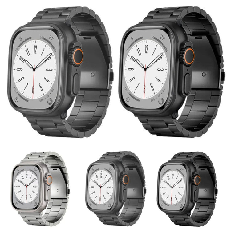 3-Bead Flat Buckle Titanium Alloy Watch Band, For Apple Watch SE 2023 44mm, For Apple Watch SE 2023 40mm, For Apple Watch Ultra 2 49mm, For Apple Watch Series 9 45mm, For Apple Watch Series 9 41mm, For Apple Watch Ultra 49mm, For Apple Watch Series 8 4...