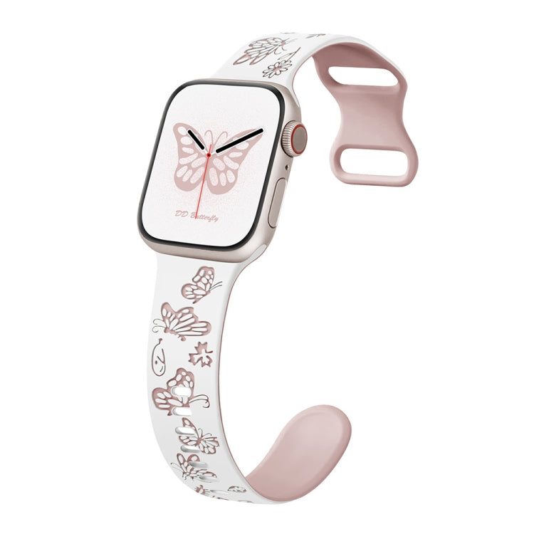 Colorful Butterfly Pattern 8-shaped Buckle Silicone Watch Band, For Apple Watch Series 10 46mm, For Apple Watch Series 10 42mm, For Apple Watch SE 2023 44mm, For Apple Watch SE 2023 40mm