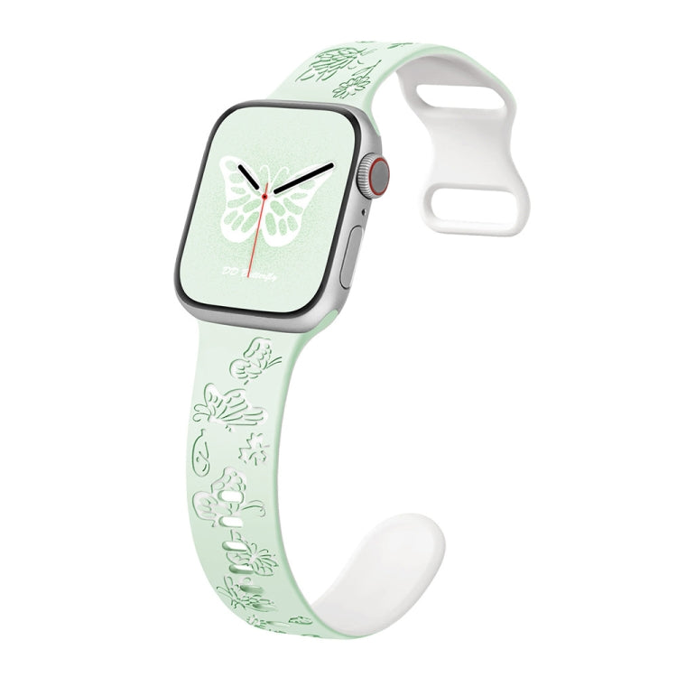 Colorful Butterfly Pattern 8-shaped Buckle Silicone Watch Band, For Apple Watch Series 10 46mm, For Apple Watch Series 10 42mm, For Apple Watch SE 2023 44mm, For Apple Watch SE 2023 40mm