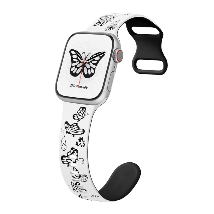 Colorful Butterfly Pattern 8-shaped Buckle Silicone Watch Band, For Apple Watch Series 10 46mm, For Apple Watch Series 10 42mm, For Apple Watch SE 2023 44mm, For Apple Watch SE 2023 40mm