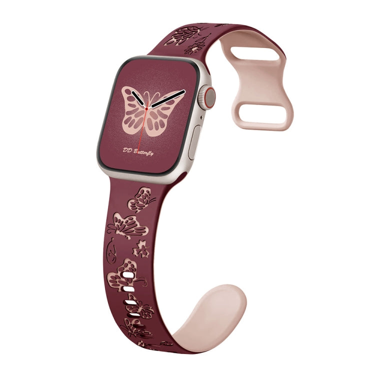 Colorful Butterfly Pattern 8-shaped Buckle Silicone Watch Band, For Apple Watch Series 10 46mm, For Apple Watch Series 10 42mm, For Apple Watch SE 2023 44mm, For Apple Watch SE 2023 40mm