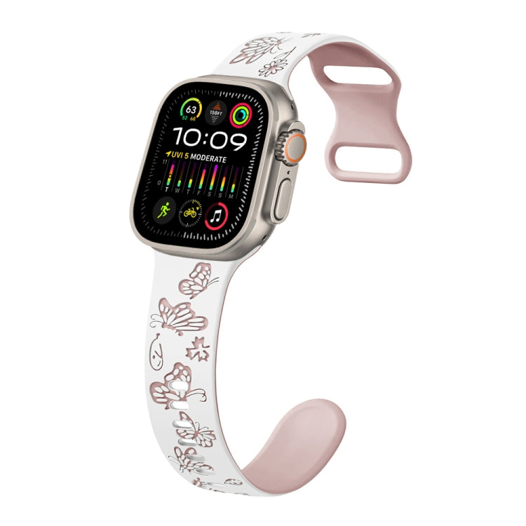 Colorful Butterfly Pattern 8-shaped Buckle Silicone Watch Band, For Apple Watch Ultra 2 49mm, For Apple Watch Series 9 45mm, For Apple Watch Series 9 41mm, For Apple Watch Ultra 49mm