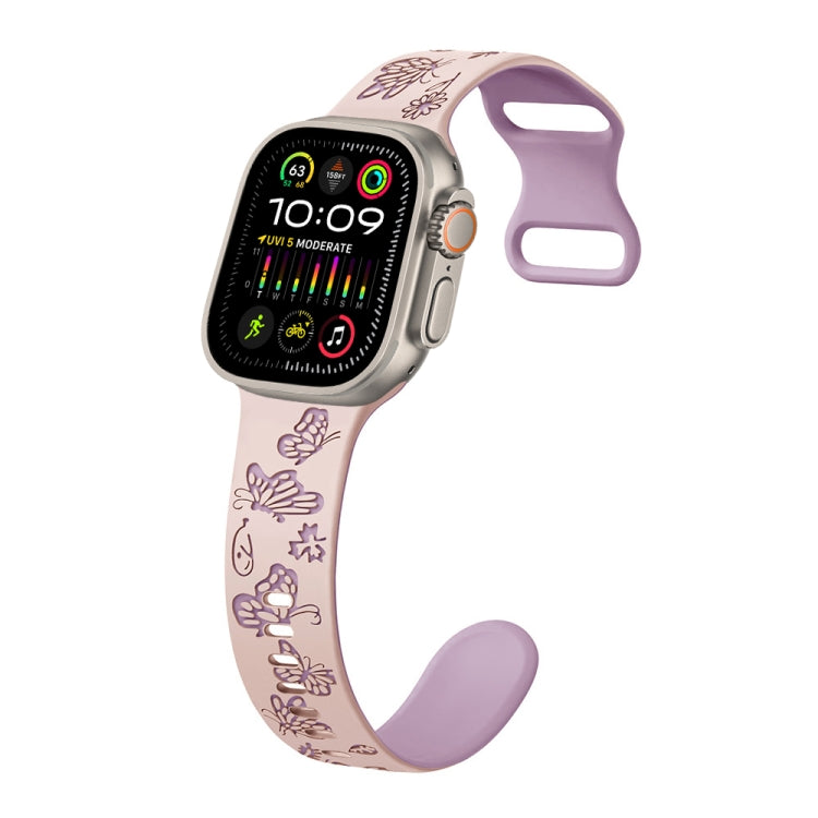 Colorful Butterfly Pattern 8-shaped Buckle Silicone Watch Band, For Apple Watch Series 9 41mm, For Apple Watch Ultra 49mm, For Apple Watch Series 8 41mm