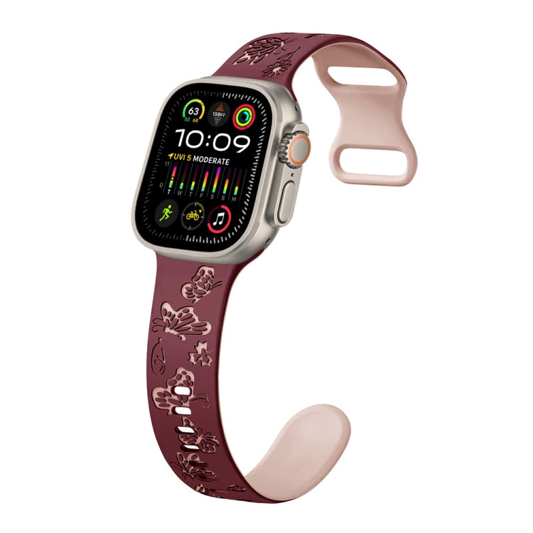 Colorful Butterfly Pattern 8-shaped Buckle Silicone Watch Band, For Apple Watch Series 9 41mm, For Apple Watch Ultra 49mm, For Apple Watch Series 8 41mm