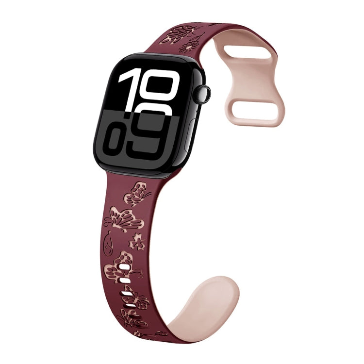 Colorful Butterfly Pattern 8-shaped Buckle Silicone Watch Band, For Apple Watch Series 10 46mm, For Apple Watch Series 10 42mm, For Apple Watch SE 2023 44mm