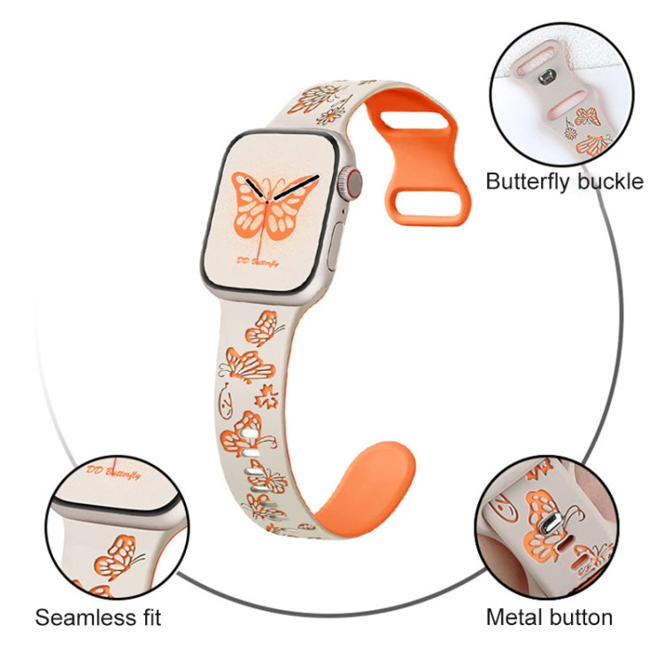 Colorful Butterfly Pattern 8-shaped Buckle Silicone Watch Band, For Apple Watch Ultra 2 49mm, For Apple Watch Series 9 45mm, For Apple Watch Series 9 41mm, For Apple Watch Ultra 49mm