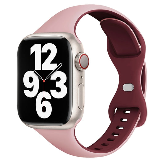 Two Color Slim Butterfly Buckle Silicone Watch Band, For Apple Watch Series 9 41mm, For Apple Watch Ultra 49mm, For Apple Watch Series 8 41mm