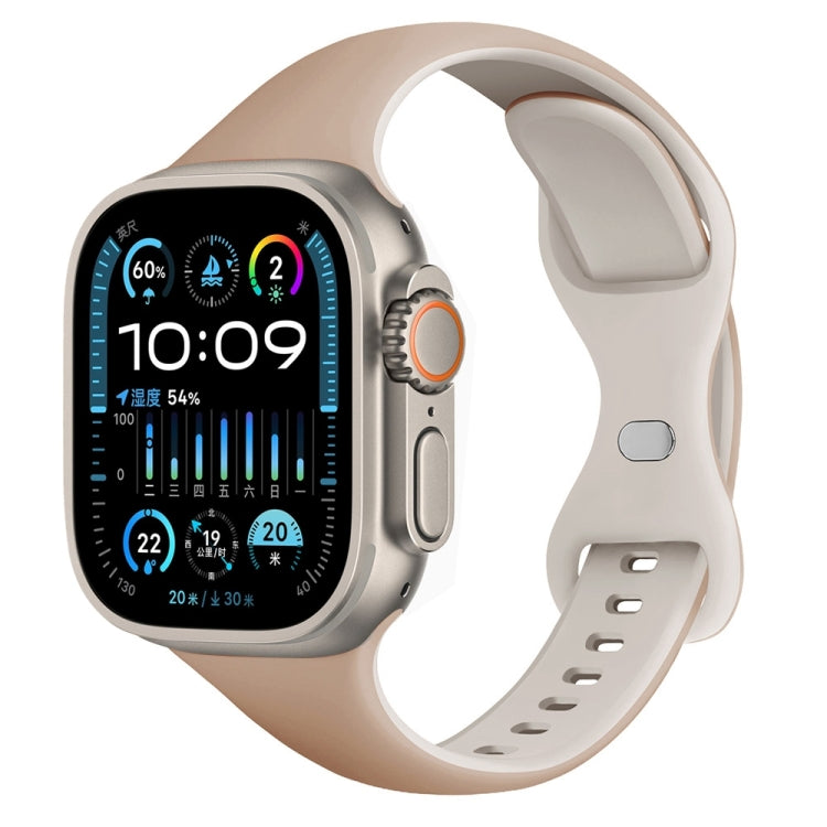 Two Color Slim Butterfly Buckle Silicone Watch Band, For Apple Watch Series 9 41mm, For Apple Watch Ultra 49mm, For Apple Watch Series 8 41mm