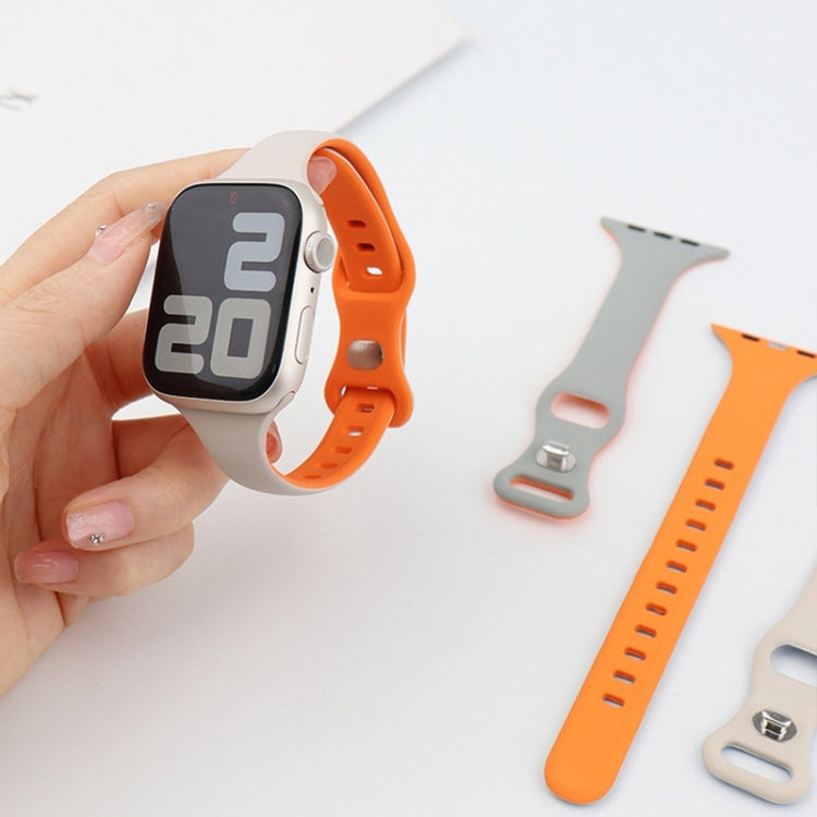 Two Color Slim Butterfly Buckle Silicone Watch Band, For Apple Watch Series 9 41mm, For Apple Watch Ultra 49mm, For Apple Watch Series 8 41mm