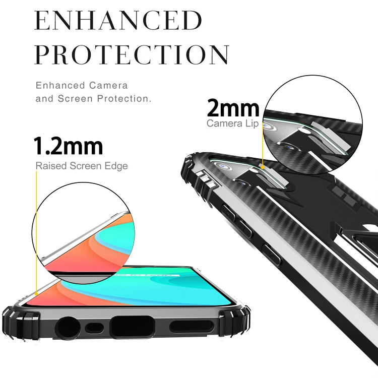 Carbon Fiber Protective Case with 360 Degree Rotating Ring Holder, For OPPO Realme C11, For OnePlus Nord