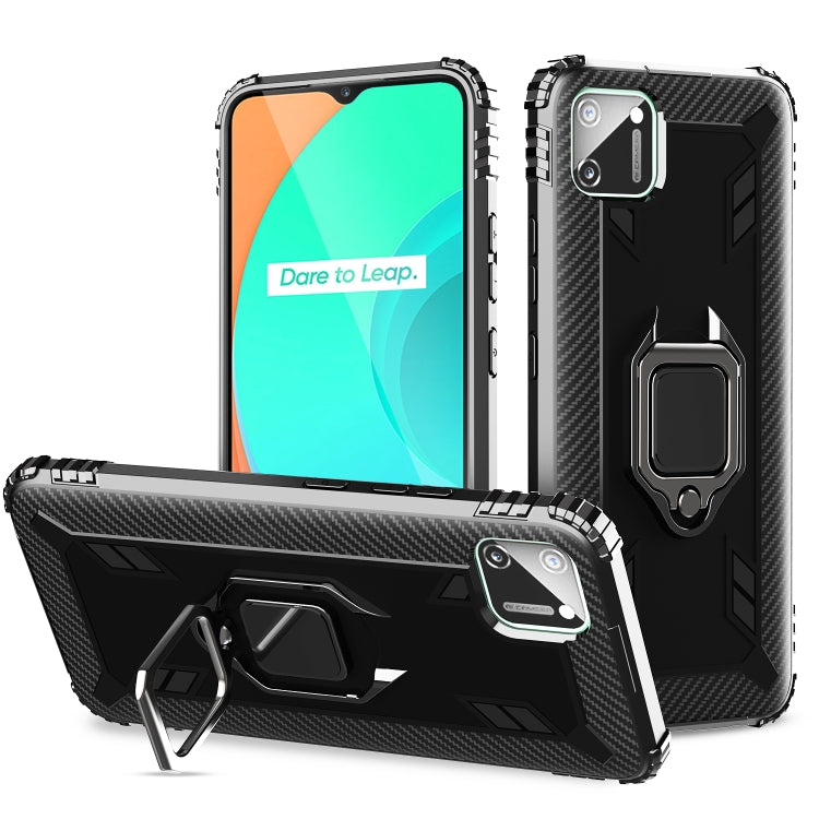 Carbon Fiber Protective Case with 360 Degree Rotating Ring Holder, For OPPO Realme C11, For OnePlus Nord