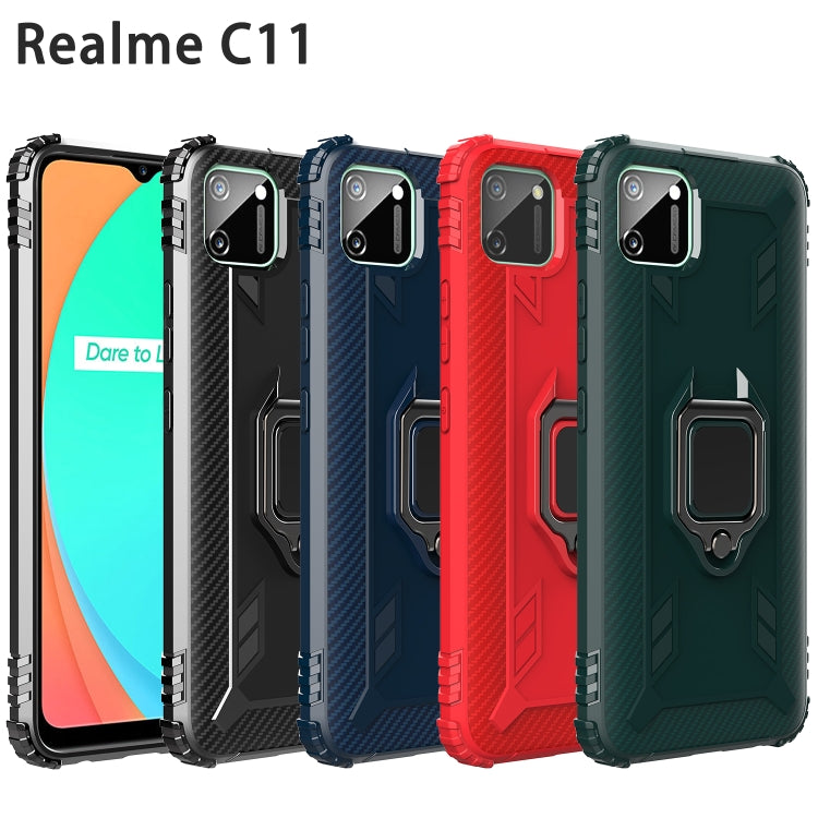 Carbon Fiber Protective Case with 360 Degree Rotating Ring Holder, For OPPO Realme C11, For OnePlus Nord