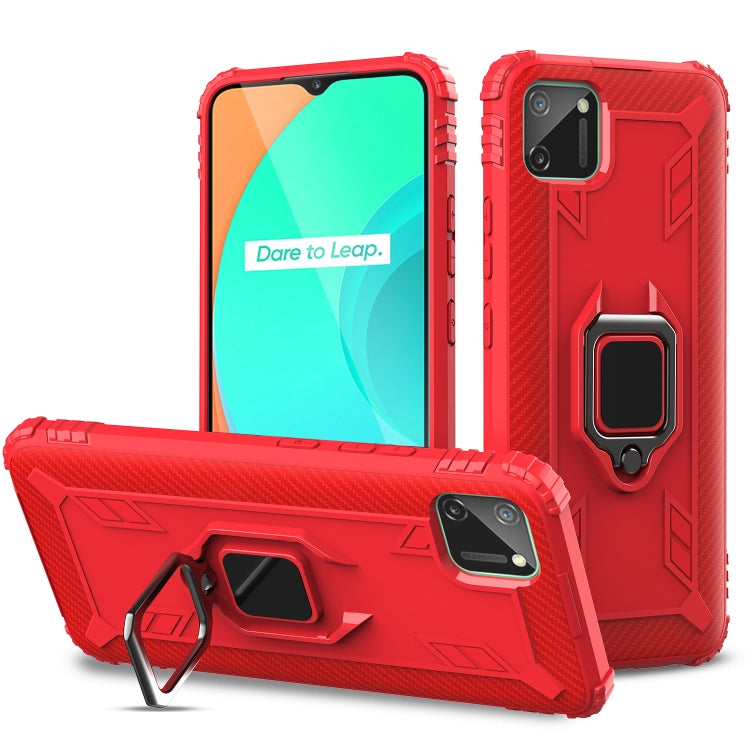 Carbon Fiber Protective Case with 360 Degree Rotating Ring Holder, For OPPO Realme C11, For OnePlus Nord